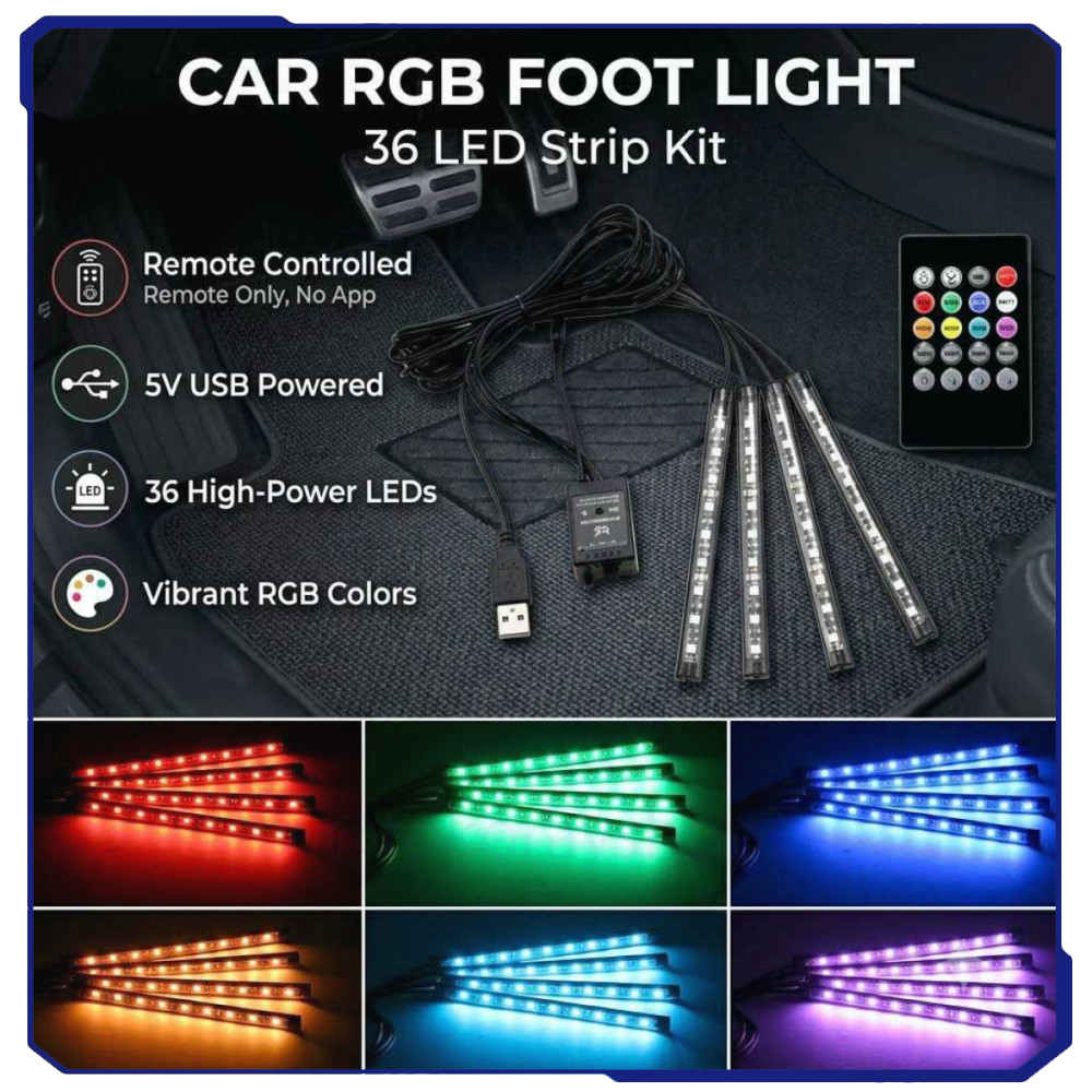 Lampu LED Strip Mobil RGB Light 36 LED USB Plug CR332