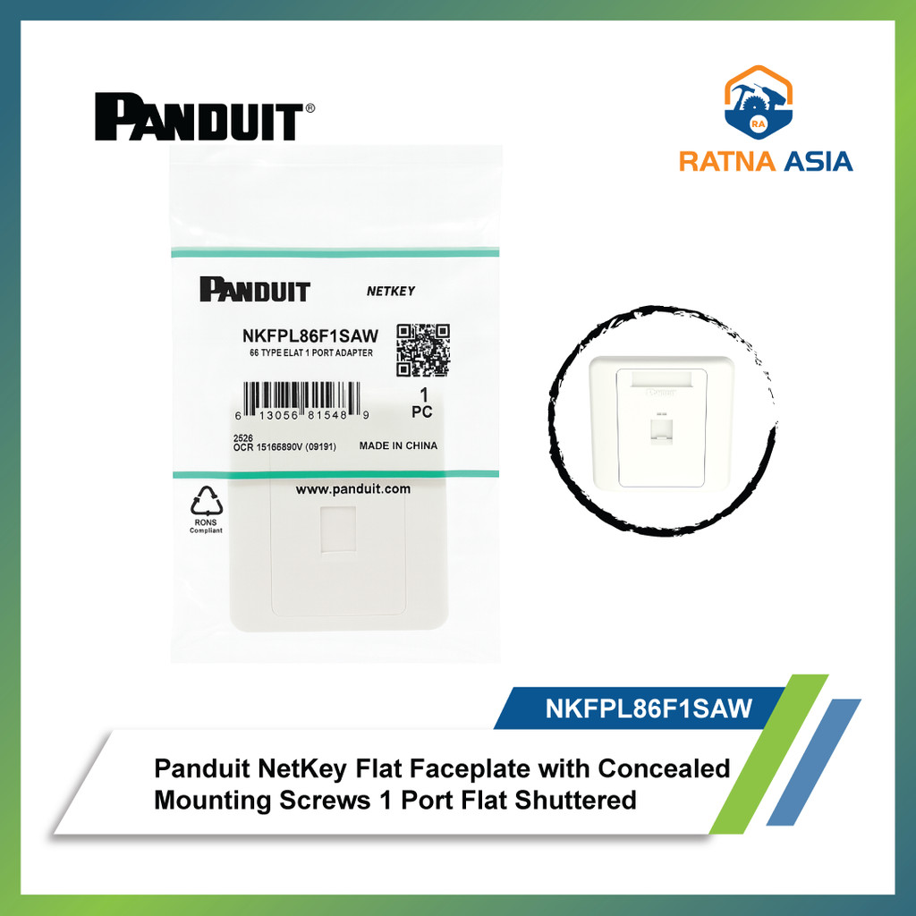 Jual Panduit NKFPL86F1SAW NetKey Faceplate RJ45 Ukuran 86x86mm 1 Port ...