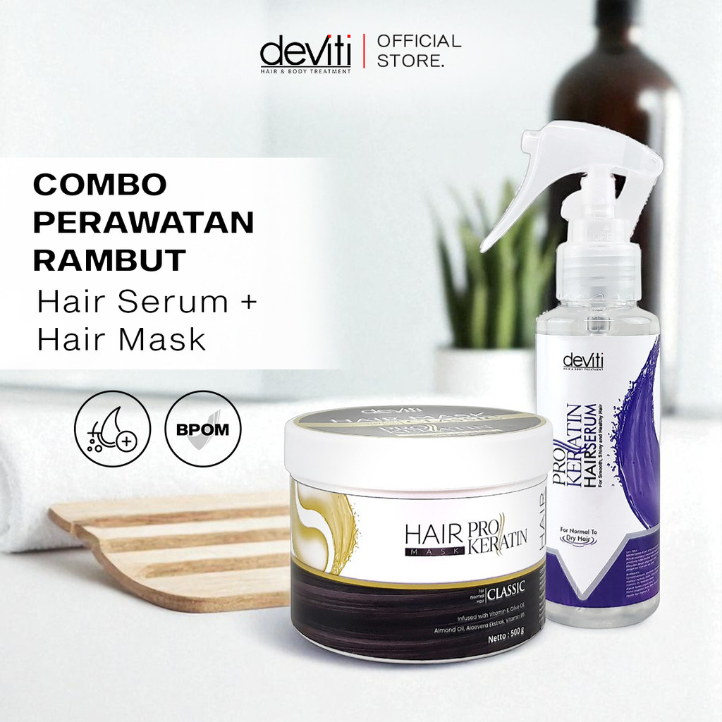 Jual deviti Combo Perawatan Rambut Hair Mask Classic 500 GR & Serum Dry ...