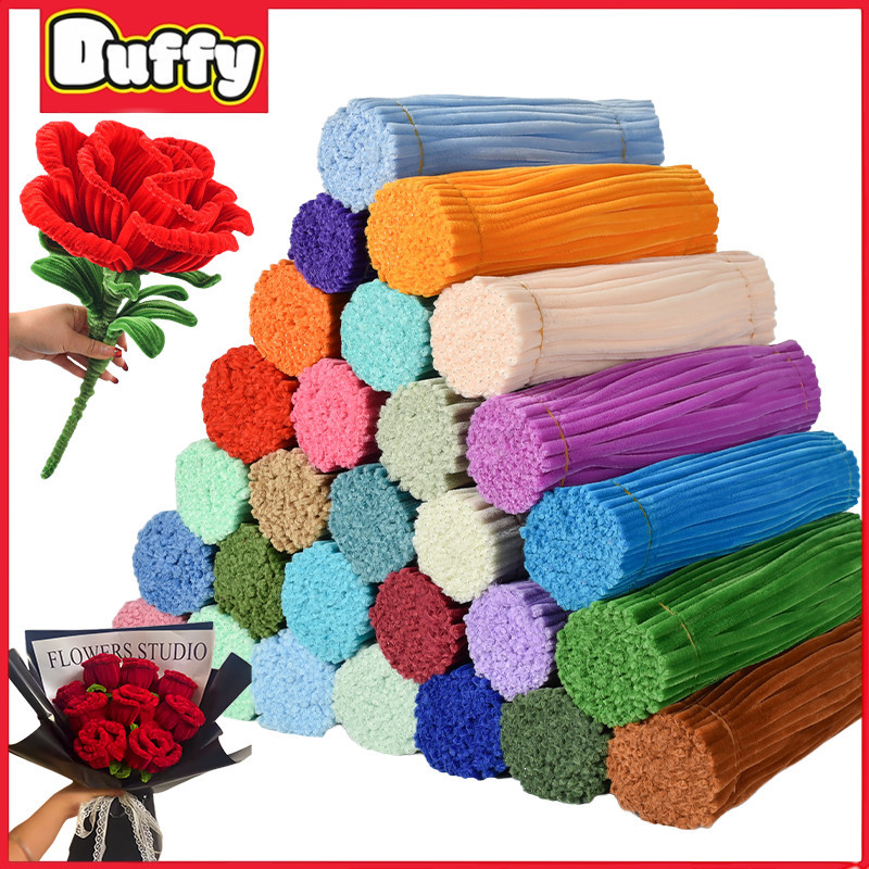 Duffy toys 100 Pcs Pipe Cleaner Kawat Bulu 30cm/ Bahan Kraf DIY Manua/ Anak & Dewasa / Bendung Mudah