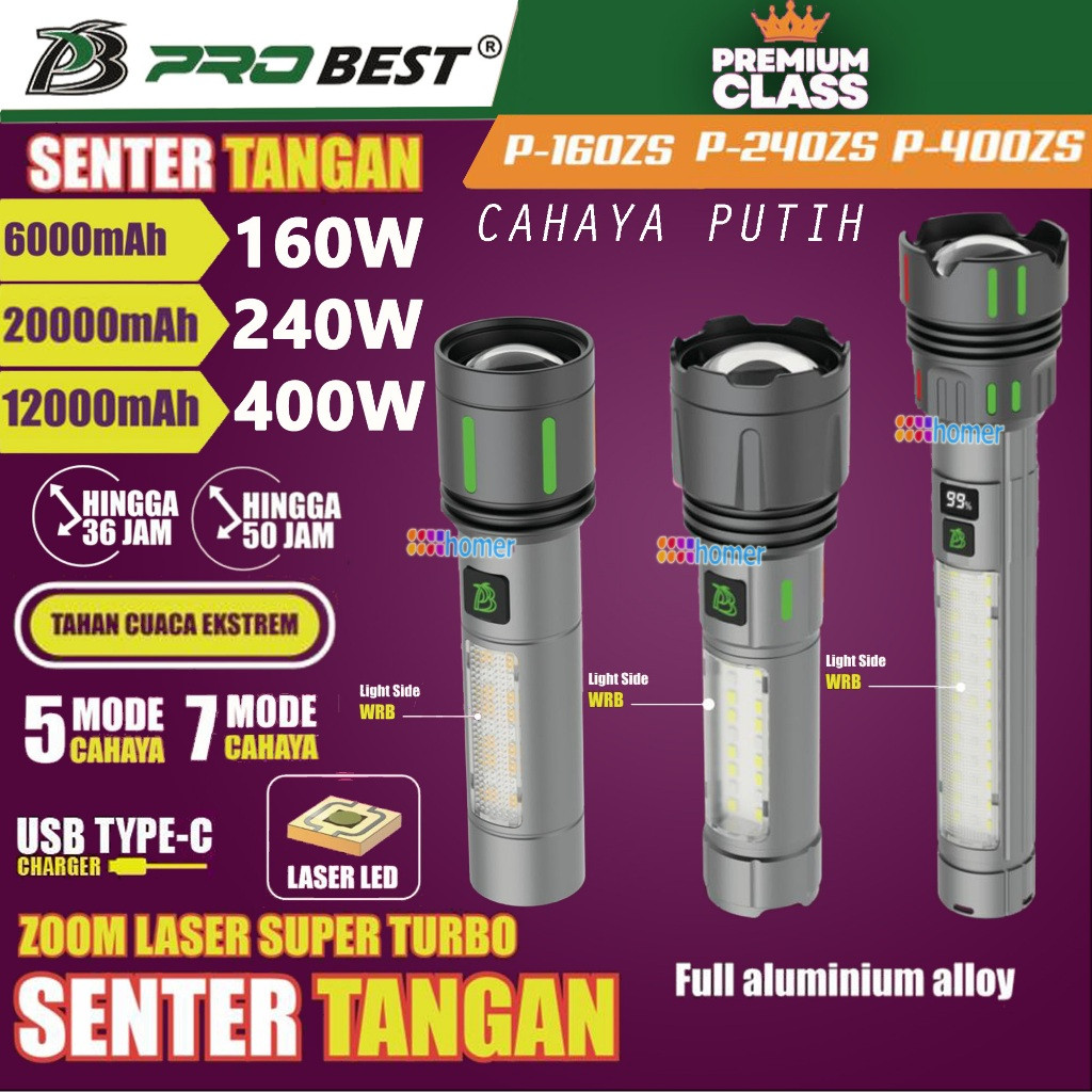 Jual PROBEST Lampu Senter Tangan LED Laser 160Watt 240Watt 400Watt w ...