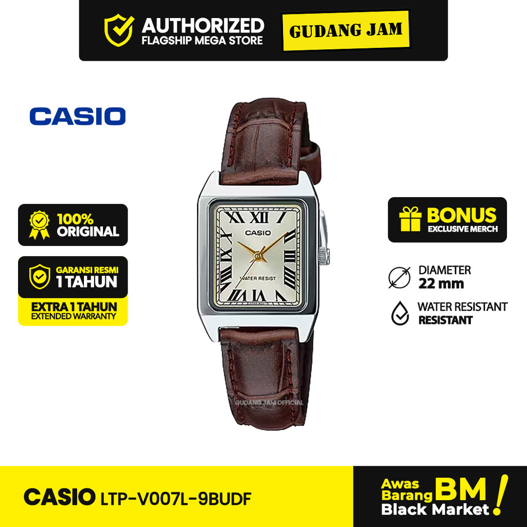 Jam Tangan Casio Wanita LTP V007L 9BUDF Beige Dial Brown…
