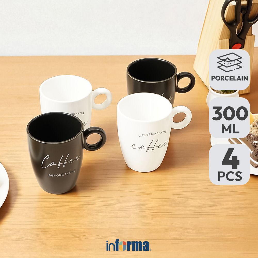 Jual Informa Appetite Brielle Mug Porcelain 300 ml Set 4 Pcs - Hitam ...