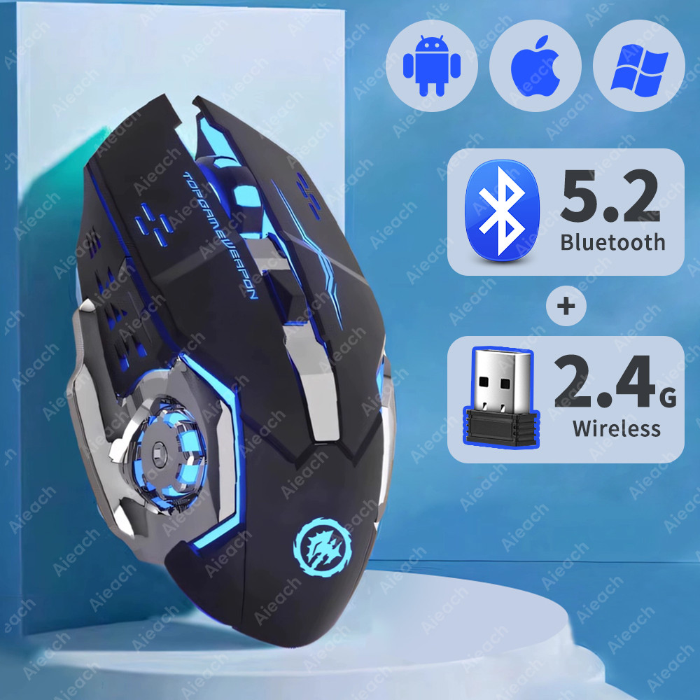 Jual Dual-Mode Wireless Mouse, 2.4G/Bluetooth Electroplating Mechanical ...