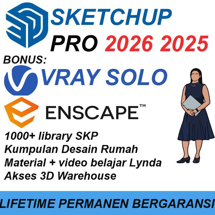Jual Sketchup PRO 2025 2024 2023 2022 bisa 3D Warehouse & Vray Lifetime ...