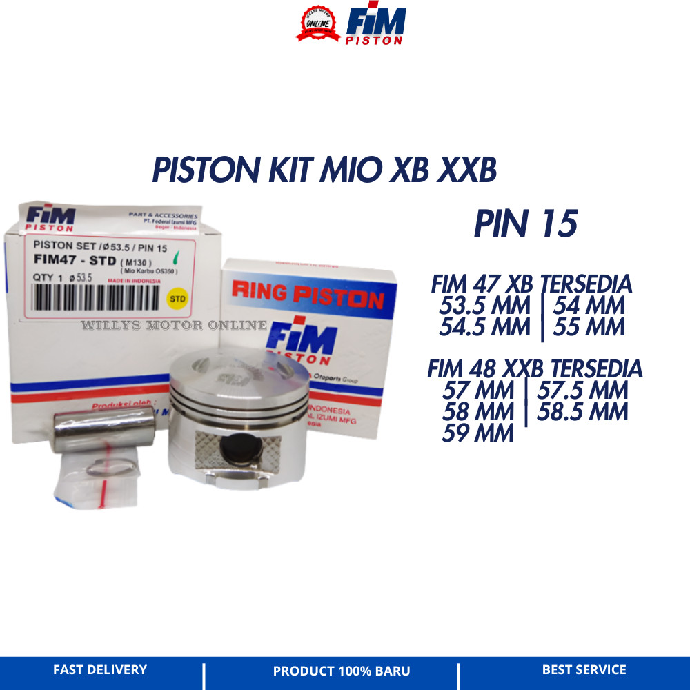 Jual Piston Kit MIO XB FIM IZUMI 53.5 54 54.5 55 57 57.5 58 58.5 59 PIN ...