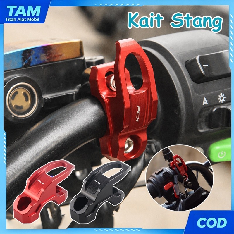 Kait Stang Motor CNC Aluminium 22MM / Cocok untuk Honda PCX 125 150 160 & Universal / Gantungan Barang Anti Karat Kuat Multifungsi