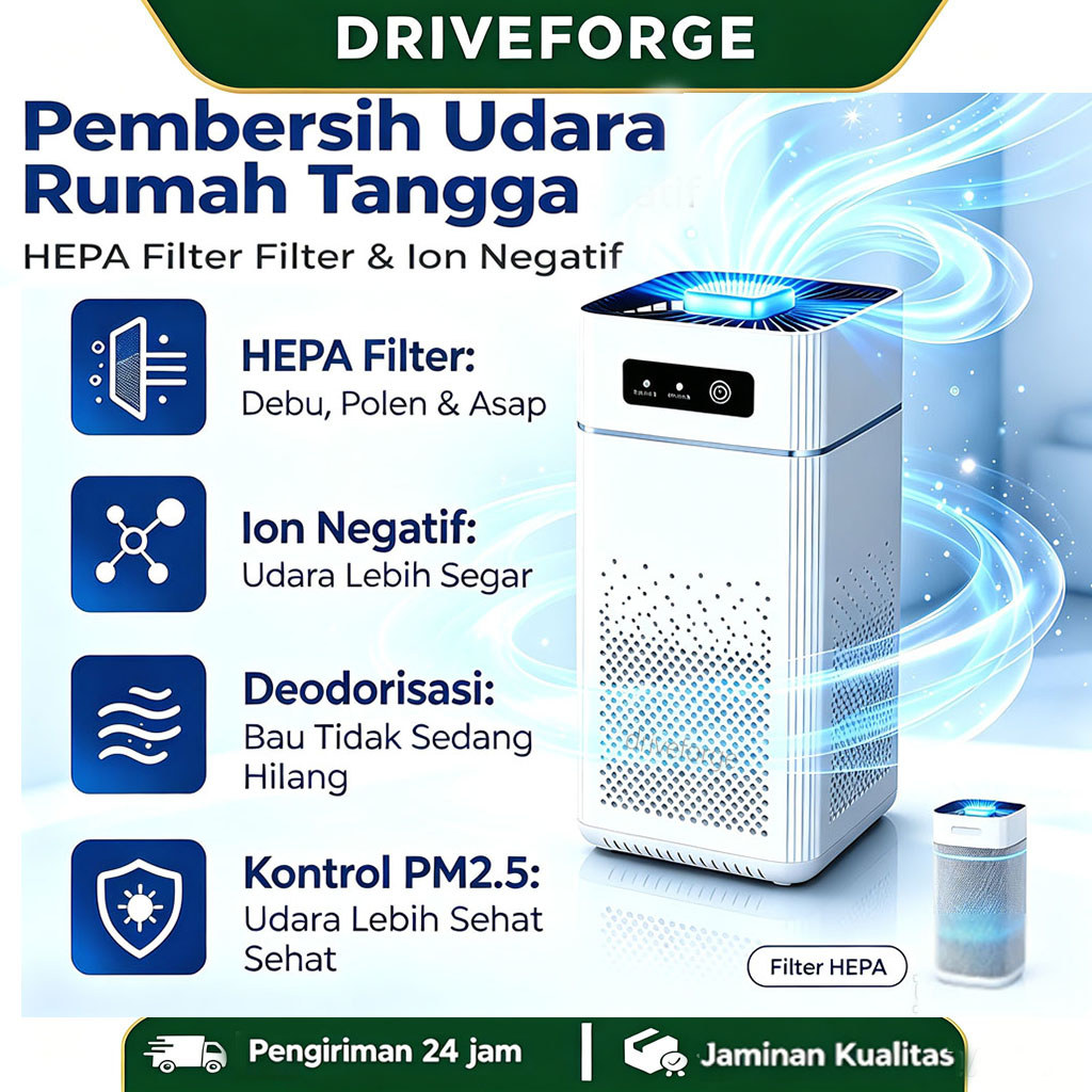 Driveforge 4 in 1Air Purifier Pembersih Udara HEPA 13 Filter Karbon Aktif UV-C PM2.5 Remote Touch Screen Untuk Kamar Rumah
