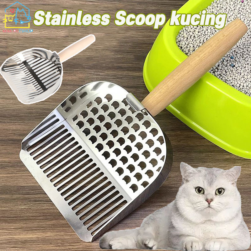Jual 2 IN 1 Sekop Pasir Kucing Stainless Steel Anti Bau Lengket Tahan ...