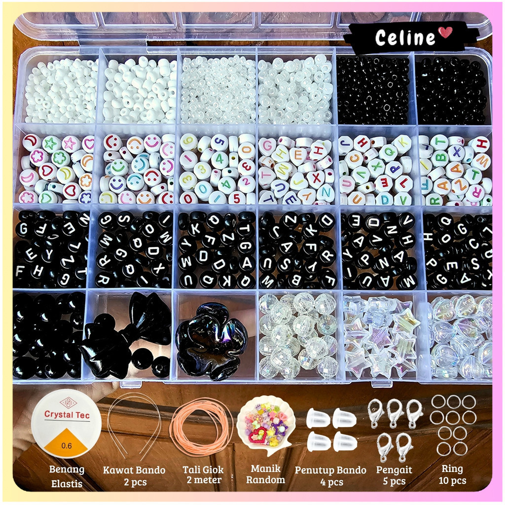 Jual Celine - DIY Craft Kit Gelang Manik Manik Aesthetic - Manik Manik ...