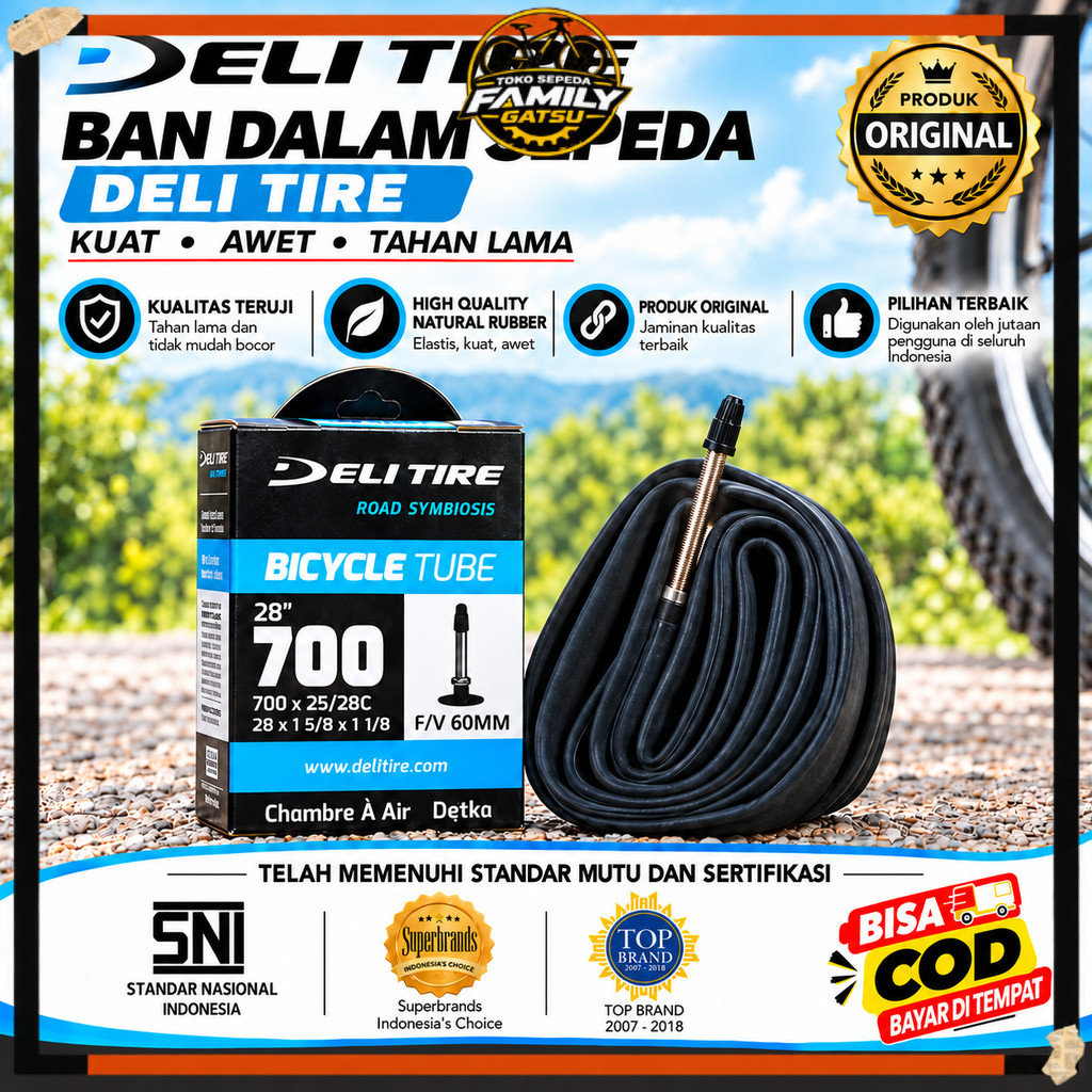 Jual Ban Dalam Sepeda Deli Tire 700C x 25/28 FV 60 mm - Road Bike ...