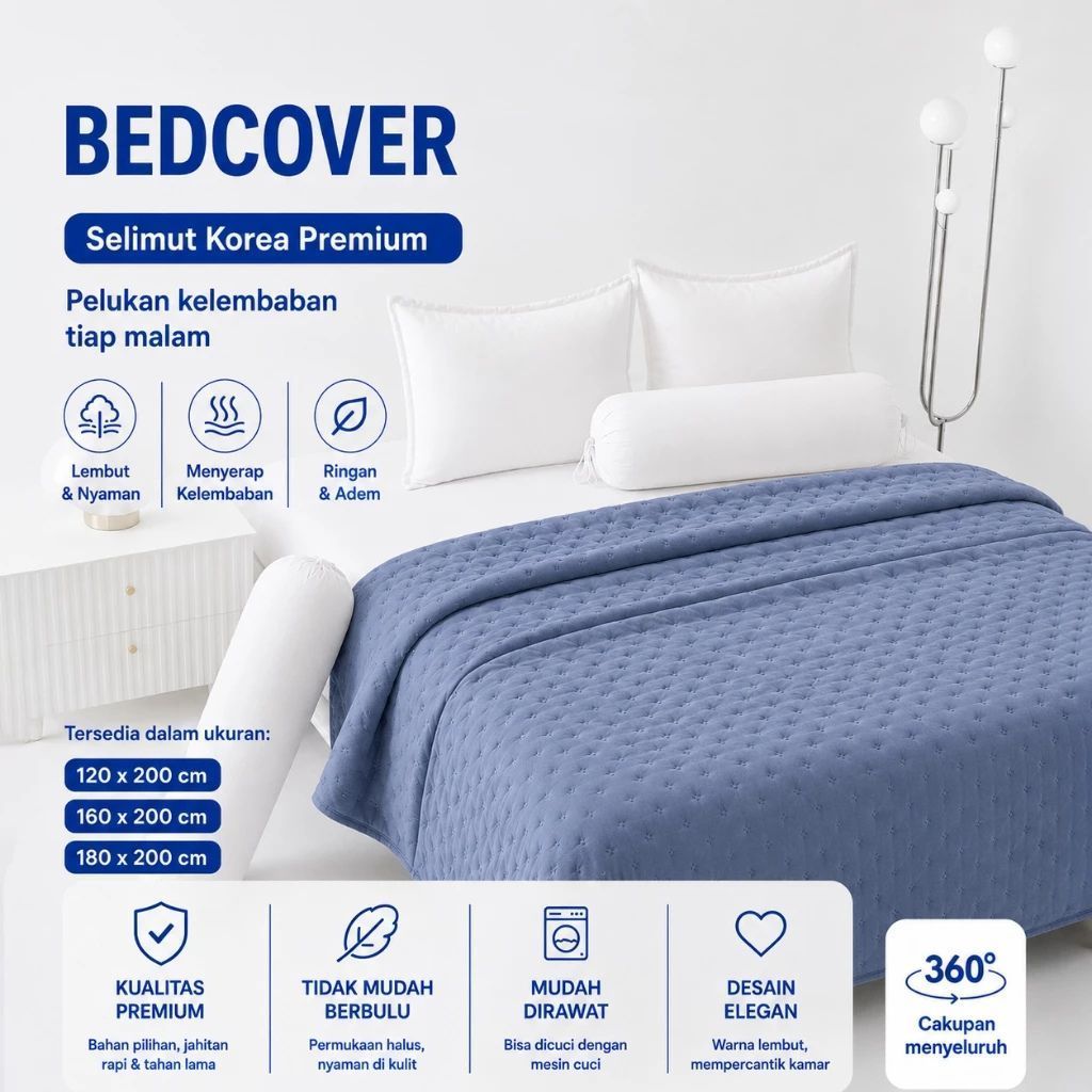 [BEDCOVER ONLY] BedCover Selimut Tidur Lembut Motif Polos - Soft Blanket Selimut Polos Korea Lembut 180X200 160X200 120X200