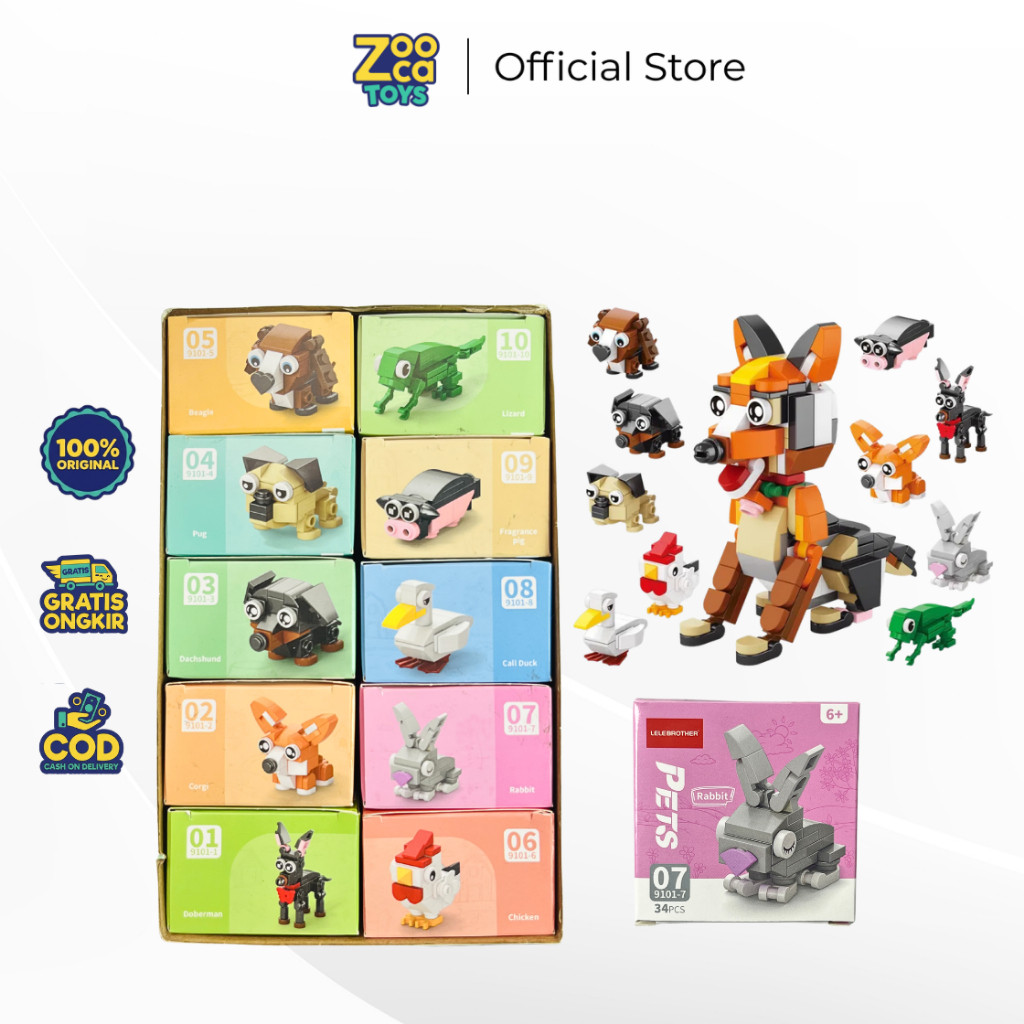 Jual Zooca Toys - Cute Pet Farm Series Building Block Set Puzzle Bricks ...