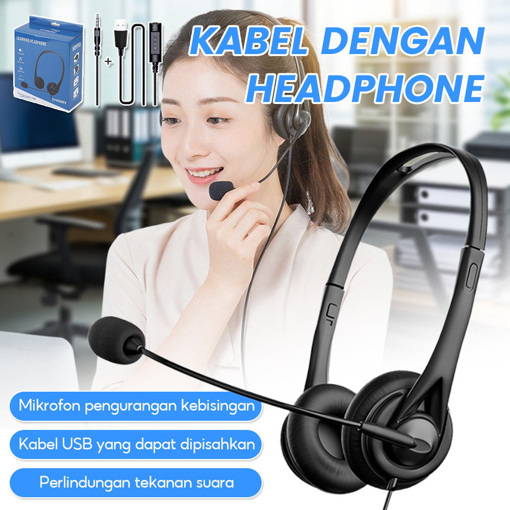 Jual Headphone Stereo Dengan Mikrofon 3.5mm/USB Headphone Cocok Untuk