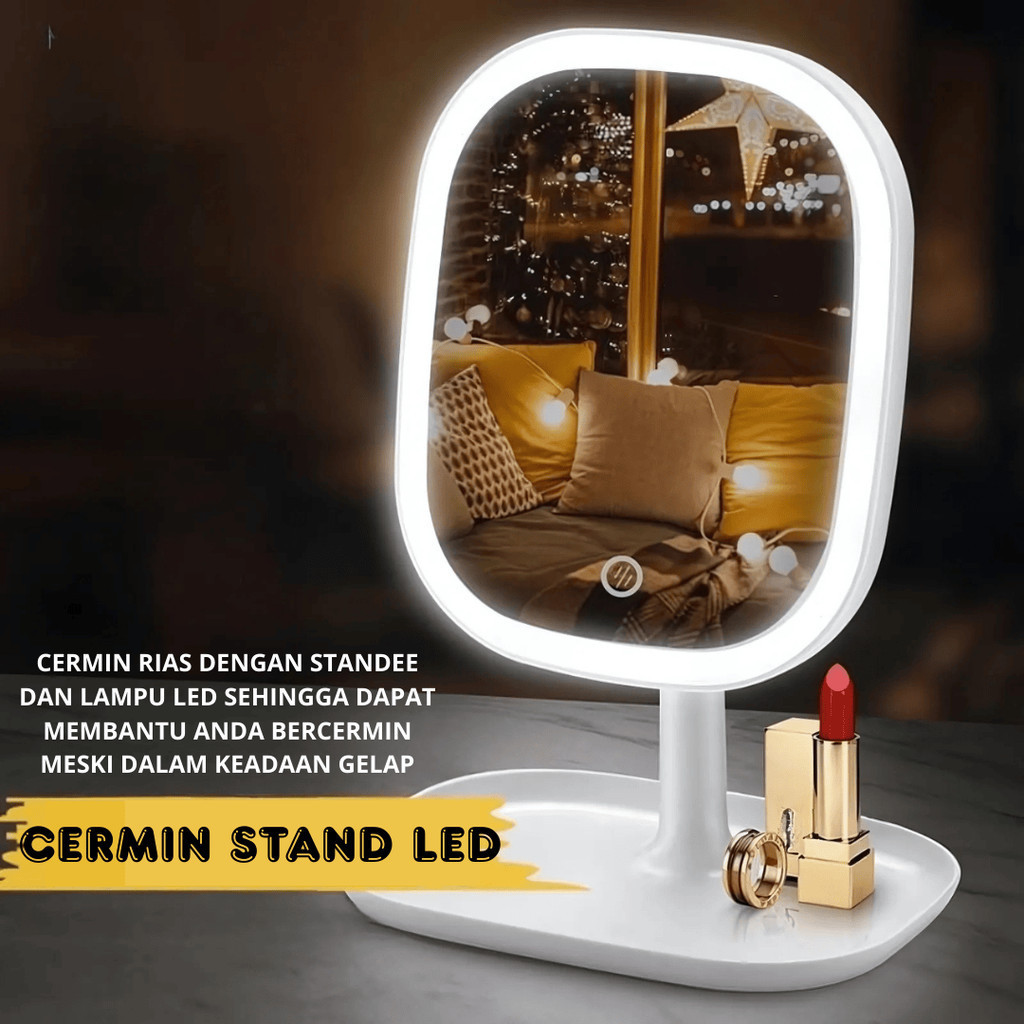 Jual CERMIN RIAS / KACA STAND DENGAN LED 3 PILIHAN KECERAHAN LAMPU ...