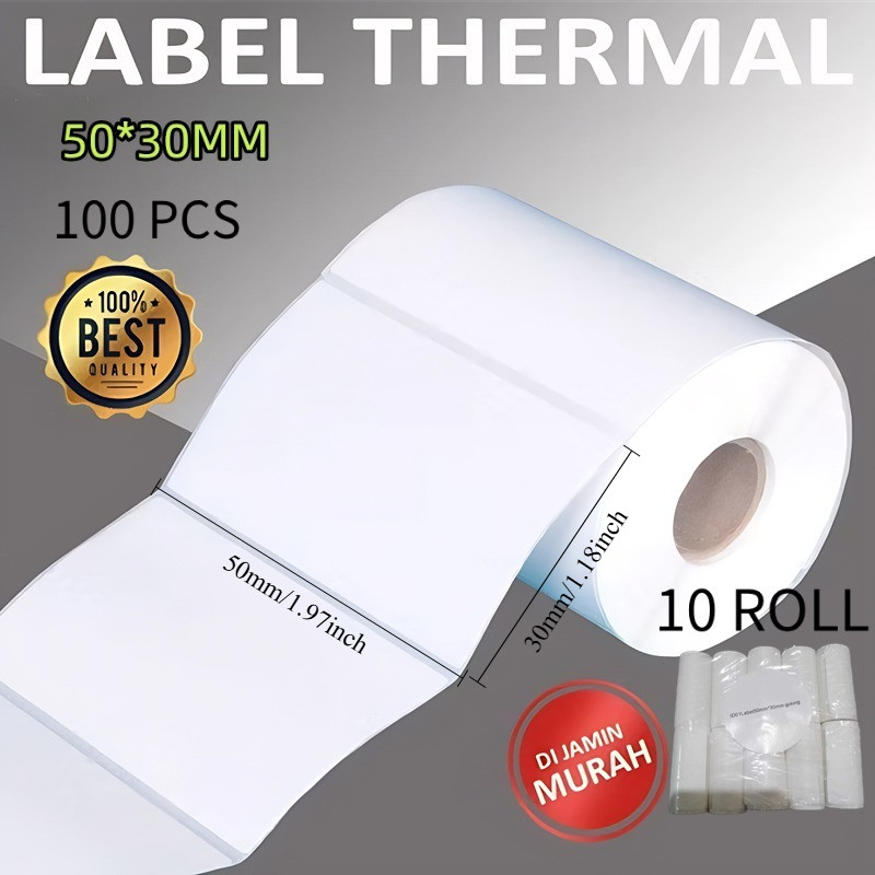 Jual Label Thermal 50mm*30mm 1000pcs /10roll 1pack support D400/TP-461 ...