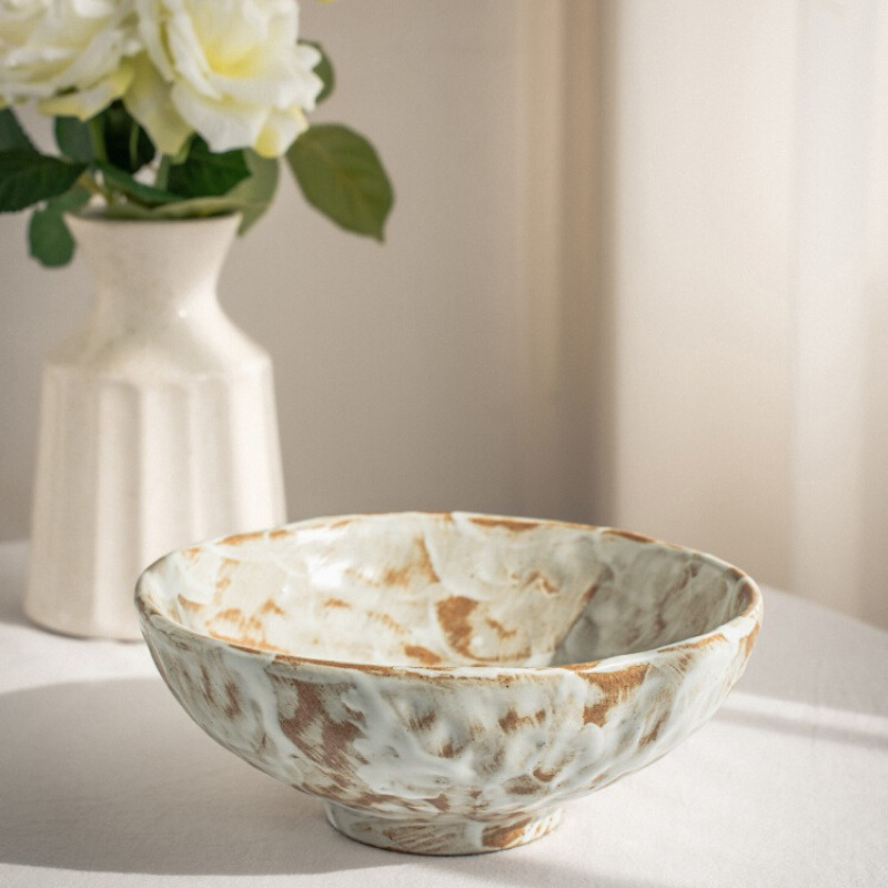 Jual Handmade Rough Pottery 8 Inch High Bowl Household Dish Bowl ...