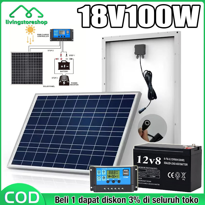 Jual Panel Surya 18V 100W Panel Tenaga Surya Polikristalin Kit Tenaga ...