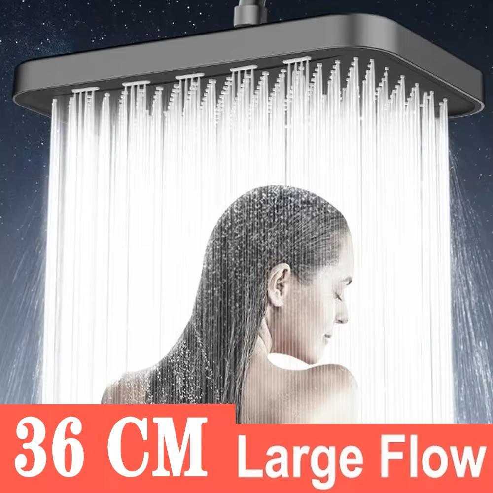 Jual New 36CM High Pressure Top Spray Rain Shower Head Larger Flow ...