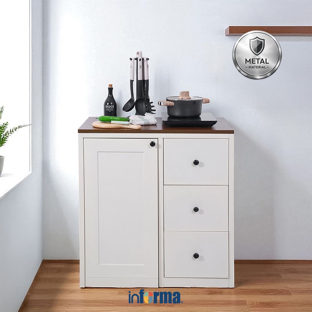 Informa Scott Kabinet Dapur Bawah Metal - Putih Lemari Dapur Kabinet Pantry Rak Kitchen Set Storage Masak