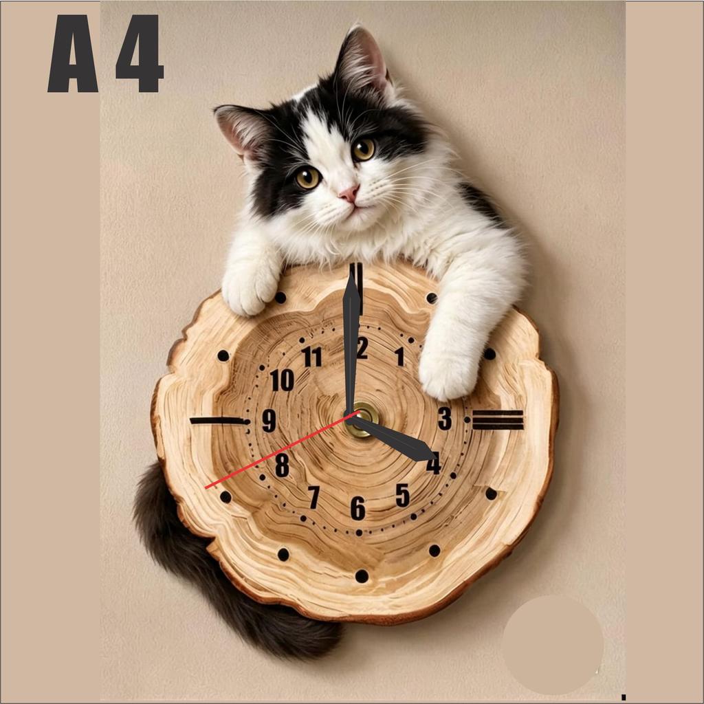 Jam Dinding Karakter Kucing Imut Premium | Hiasan Dinding Ruang Tamu & Kamar