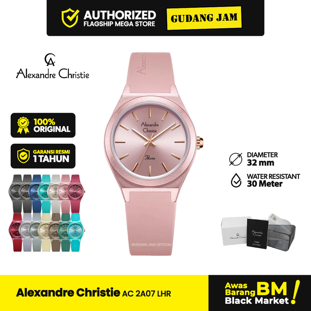 Jam Tangan Wanita Alexandre Christie AC 2A07 LHR Analog Rubber Strap
