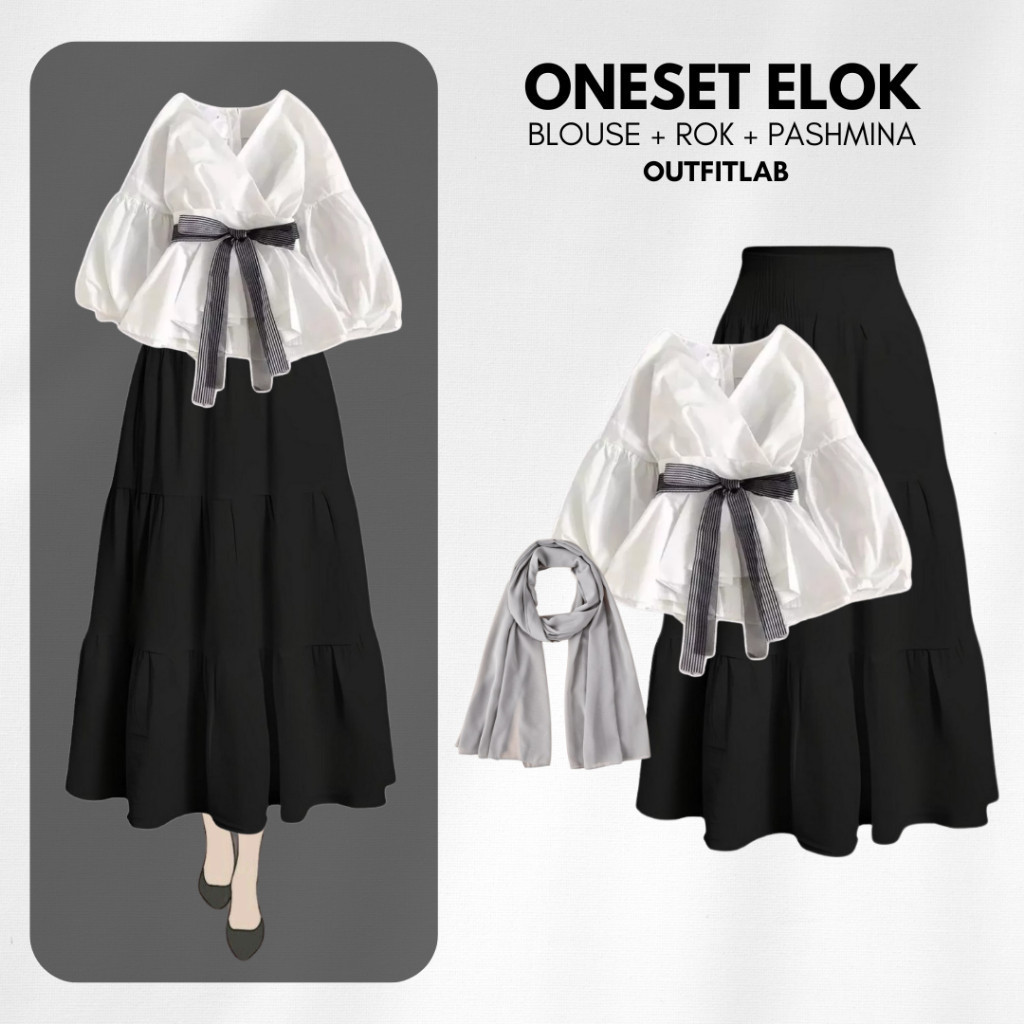 Jual KM78YF Outfit Set Elok Setelan One Set Korea Kekinian Ala ...