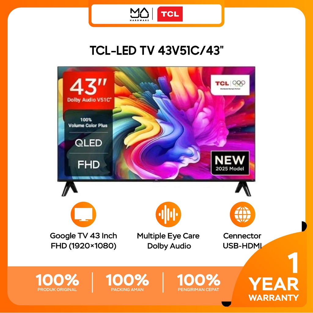 Jual TV TCL 43 inch 43V51C - QLED - HDR 10 - Multiple Eye Care - Dolby ...