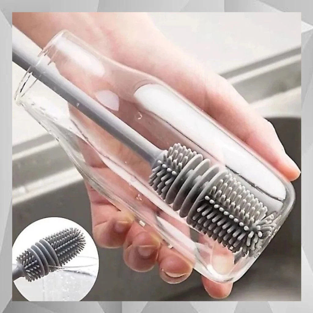 GROSIR Sikat Botol Silikon Gagang Pembersih Gelas Tumbler Brush Cleaner Serbaguna untuk Cuci Botol Bayi Kaca dan Peralatan Minum Kitchen Cleaning Brush Alat Pembersih Botol Multifungsi Dapur Rumah Tangga Praktis Higienis Lisa