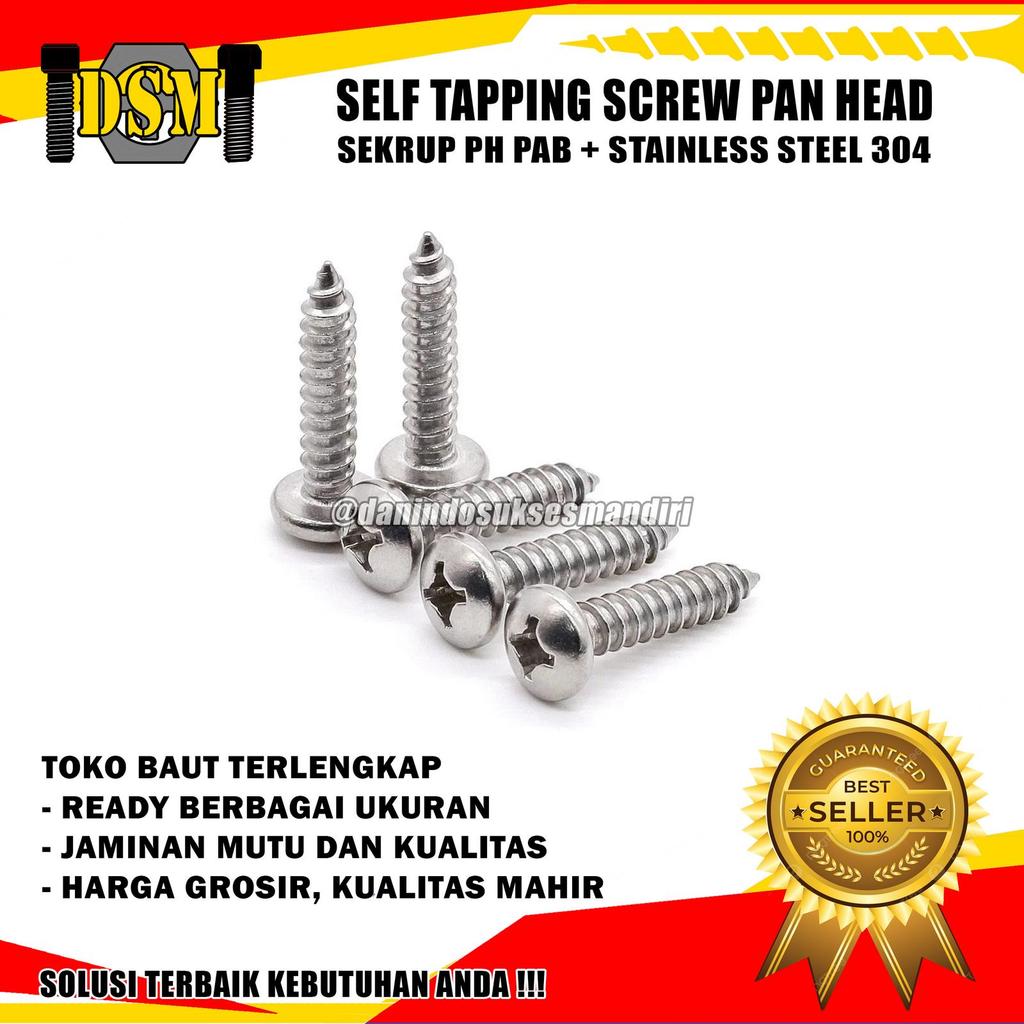 Jual (100 PCS) SS 304 / Sekrup PH #4x1 1/4