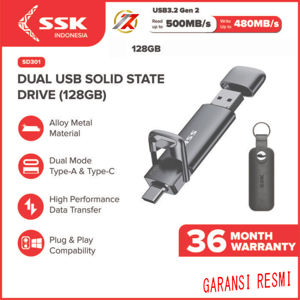 Jual SSD External Portable SSK SD301 128GB USB FLASHDISK 550MB/s ...