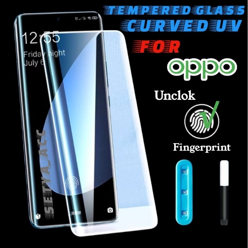 Jual Tempered Glass Curved UV Nano Liquid Clear Bening Oppo Reno 10 11 ...