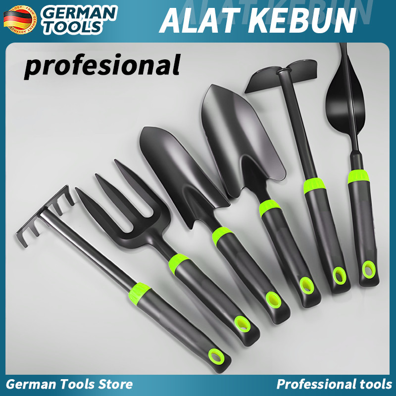 German Tool Alat Kebun Set 3in1 Sekop Menyapu Cangkul Tangan Gardening Tool Hand Trowel Rake Hoe Mini Bahan Tebal Skop Taman Mini