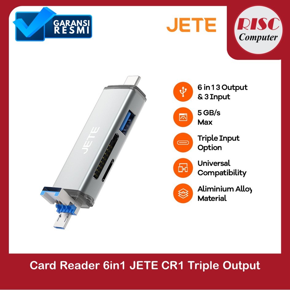 Jual Card Reader 6in1 JETE CR1 Triple Output | Shopee Indonesia