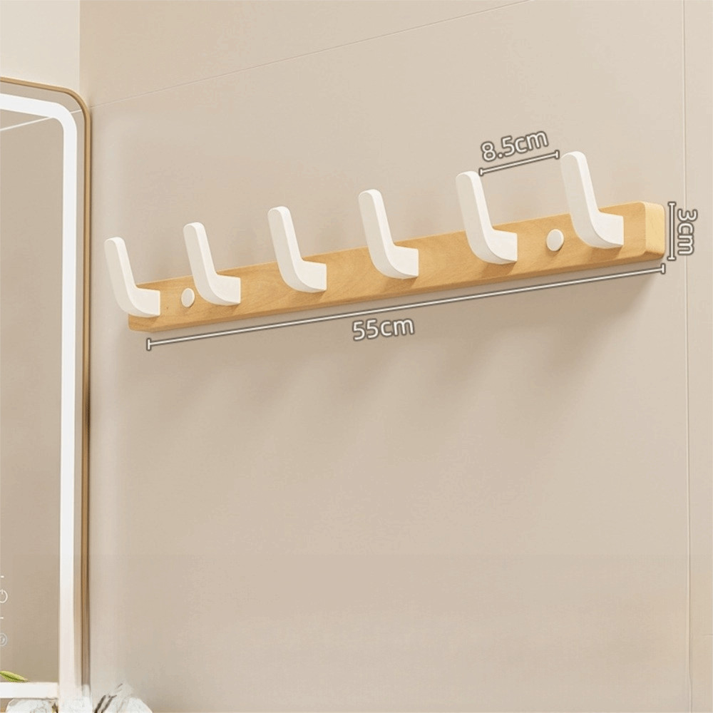 Jual Wall Mounted Walnut Wood Clothes Hook Without Punching Entrance ...
