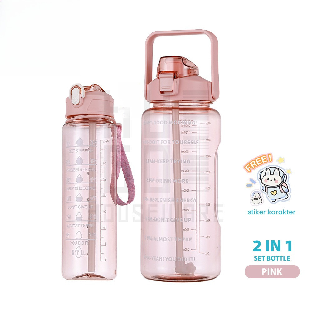Jual BOLT Botol Minum Motivasi Set 2in1 BOLT Botol Air 2 Liter + 1 ...