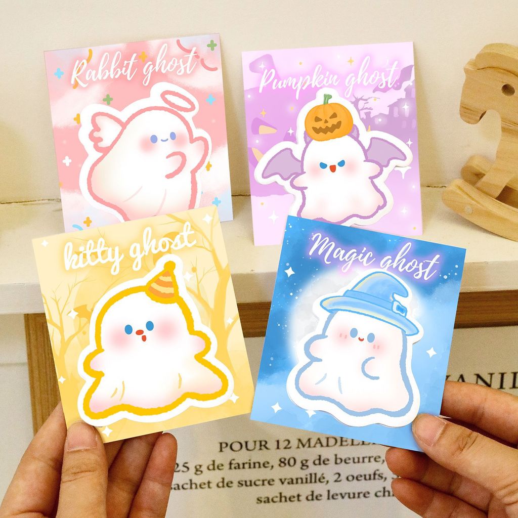 Jual 30 sheets Halloween Cute Ghost Sticky Notes Cartoon Message Memo ...