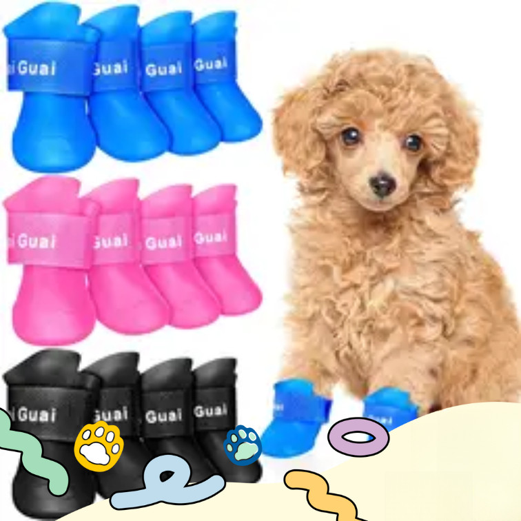 Jual Set Sepatu Boots Anjing Kucing 4 Buah - Desain Tebal dengan Fitur ...