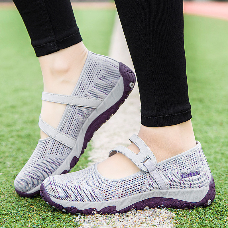 Jual Mesh Flying Woven Sepatu Wanita Kaki Gemuk Lebar Sepatu Kain ...