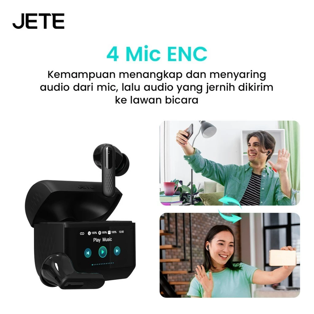TWS JETE TX5 ANC Headset Bluetooth LED Touch Screen Smart AI Translation Earphone IPX4 Super Bass Earbuds Gaming - foto 1