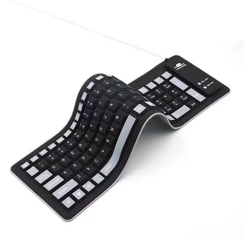 Jual 2.4G Foldable Silicone Wireless Keyboard Usb Wired Flexible ...