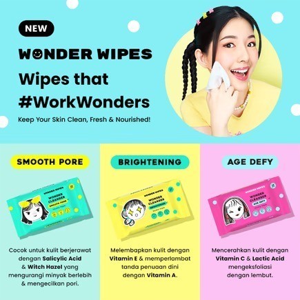 QEILA - WONDER WIPES Wonder Cleanser Micellar Wipes Series | Isi  15Pcs | Tisu Basah Pembersih Wajah