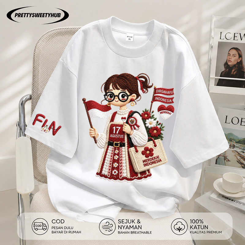 Pretty Sweety Hub - Kaos Wanita Oversize Lengan Pendek |…