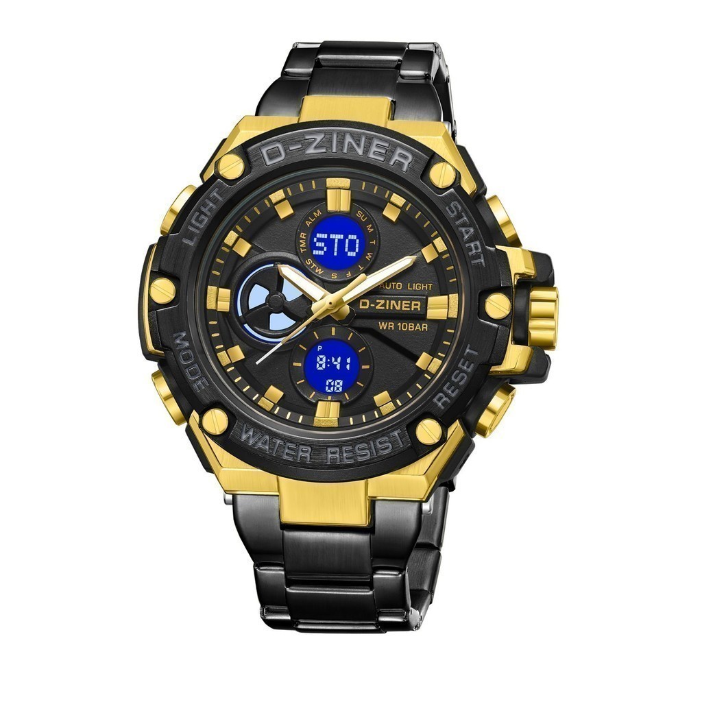 Dziner Jam Tangan Pria 8347 Stainless Steel Double Time foto 1