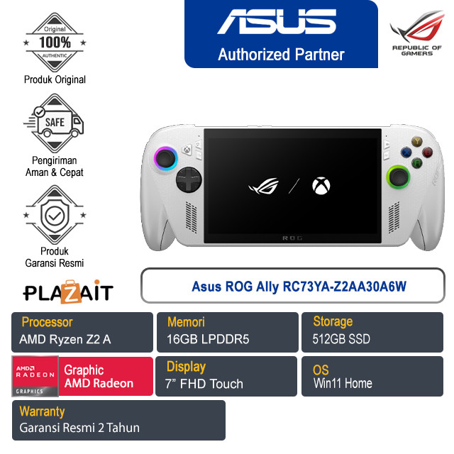 Jual Asus ROG Ally RC73YA-Z2AA30A6W /AMD Ryzen Z2 A/16GB/512GB SSD/AMD ...