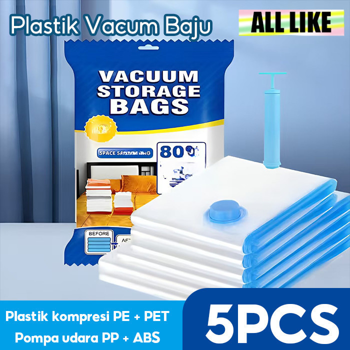 Jual All Like Set Vacuum bag travel (3/5 Pcs) plastik vacum baju ...