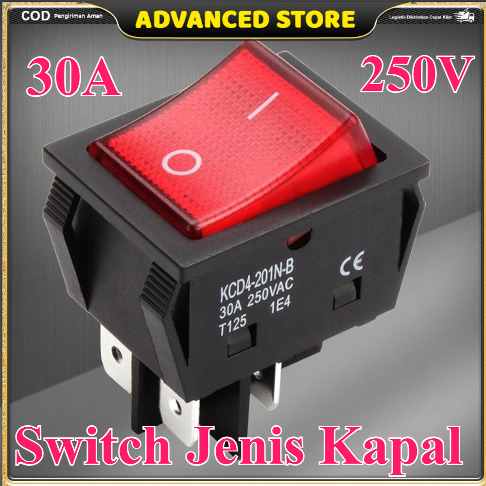 Jual Switch On Off 4 Pin Besar dengan Lampu Indikator Merah 30A - Ideal ...