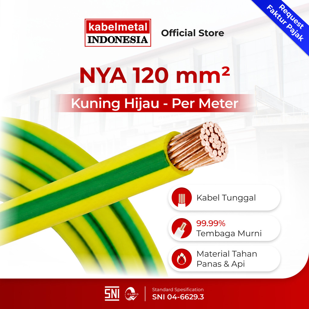 Jual Kabel NYA 120 mm Kuning Hijau Per Meter kabelmetal INDONESIA ...