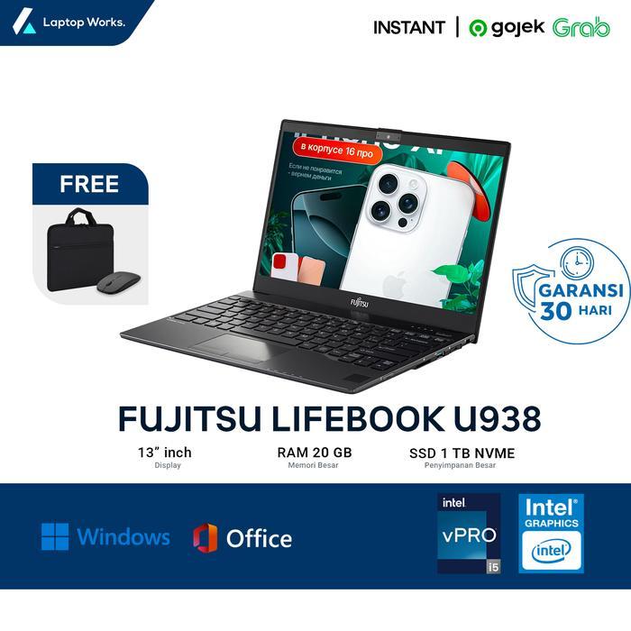 Jual Laptop Slim Fujitsu U938 I5 Gen 8 Ram 20gb SSD 1TB Free Mouse