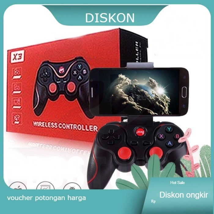 Jual Gamepad X3 Joystick Bluetooth Plus Holder HP - X3 Wireless ...